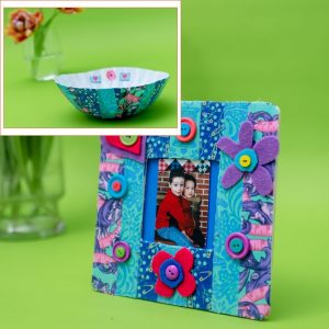 fabric bowl and fabric picture frame
